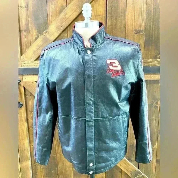 Dale Earnhardt SR "The Intimidator" Chase Authentics Black Leather Coat Men’s M - Picture 2 of 10